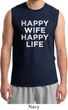 Mens Funny Shirt Happy Wife Happy Life Muscle Tee T-Shirt