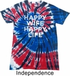 Mens Funny Shirt Happy Wife Happy Life Patriotic Tie Dye Tee T-shirt