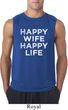 Mens Funny Shirt Happy Wife Happy Life Sleeveless Tee T-Shirt