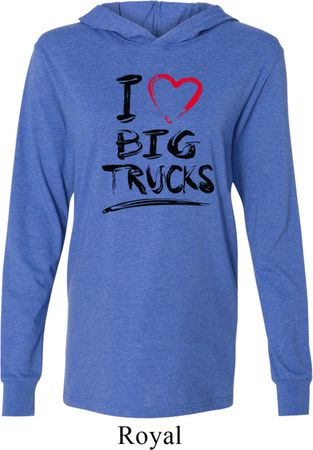 Mens Funny Shirt I Love Big Trucks Lightweight Hoodie Tee T-Shirt