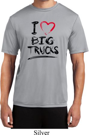 Mens Funny Shirt I Love Big Trucks Moisture Wicking Tee T-Shirt