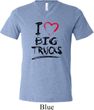 Mens Funny Shirt I Love Big Trucks Tri Blend V-neck Tee T-Shirt