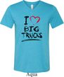 Mens Funny Shirt I Love Big Trucks Tri Blend V-neck Tee T-Shirt