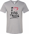Mens Funny Shirt I Love Big Trucks Tri Blend V-neck Tee T-Shirt