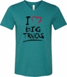 Mens Funny Shirt I Love Big Trucks Tri Blend V-neck Tee T-Shirt
