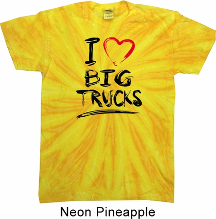 Mens Funny Shirt I Love Big Trucks Twist Tie Dye Tee T-shirt