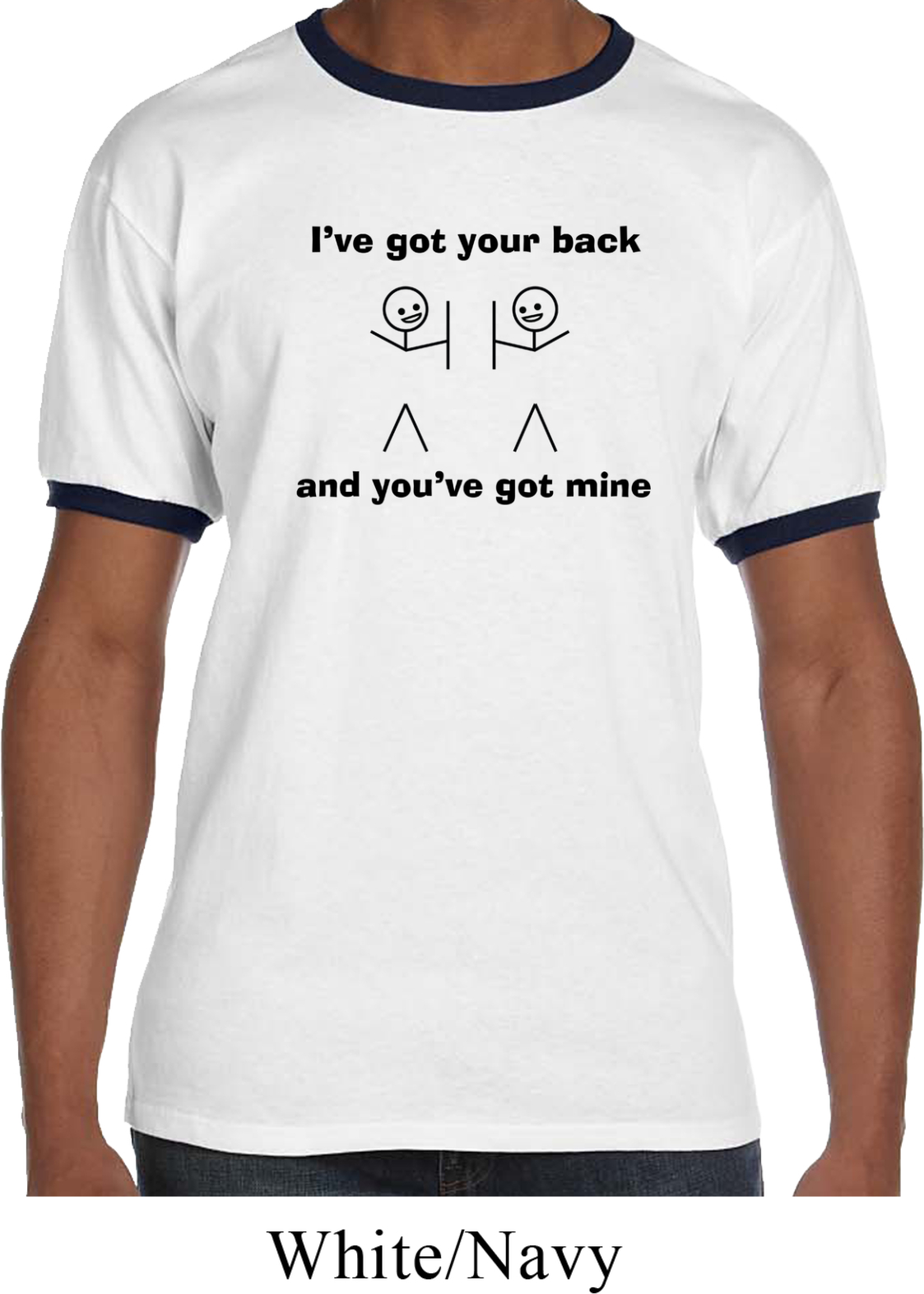 Maglietta Uomo Divertente Maglietta Umoristica 'I've Got Your Back' – Design Stickman, Regalo Divertente Per Amici T-shirt Cotone 100% Nera - Foto 3