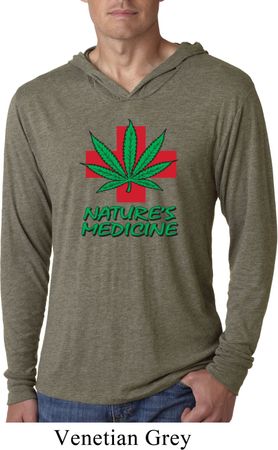 Mens Funny Shirt Natures Medicine Lightweight Hoodie Tee T-Shirt