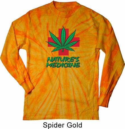 Mens Funny Shirt Natures Medicine Long Sleeve Tie Dye Tee T-shirt