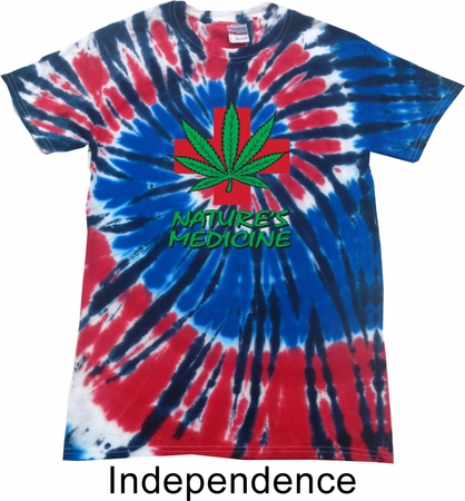 Mens Funny Shirt Natures Medicine Patriotic Tie Dye Tee T-shirt