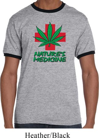 Mens Funny Shirt Natures Medicine Ringer Tee T-Shirt
