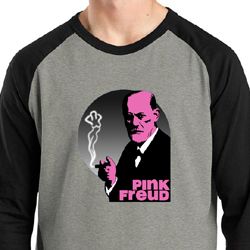 Mens Funny Shirt Pink Freud Raglan Tee T-Shirt