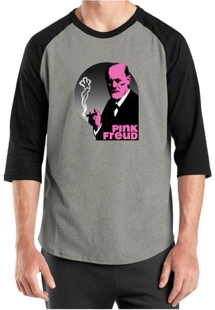 Mens Funny Shirt Pink Freud Raglan Tee T-Shirt