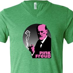 Mens Funny Shirt Pink Freud Tri Blend V-neck Tee T-Shirt