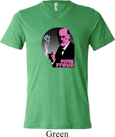 Mens Funny Shirt Pink Freud Tri Blend V-neck Tee T-Shirt
