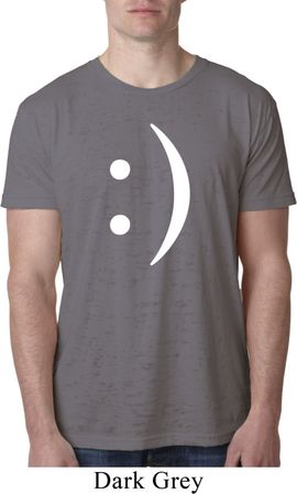Mens Funny Shirt Smiley Chat Face Burnout Tee T-Shirt