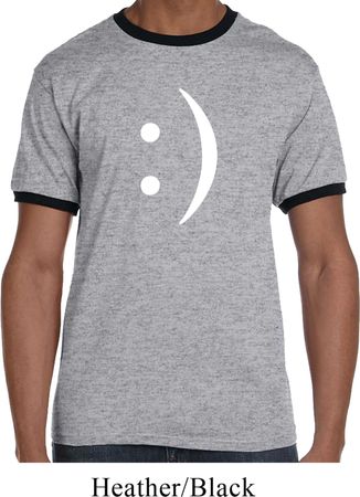 Mens Funny Shirt Smiley Chat Face Ringer Tee T-Shirt
