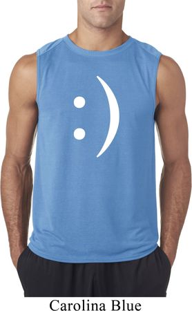 Mens Funny Shirt Smiley Chat Face Sleeveless Tee T-Shirt