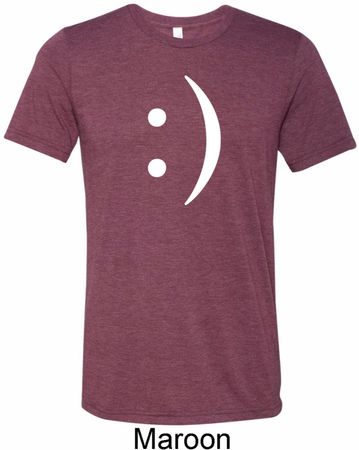 Mens Funny Shirt Smiley Chat Face Tri Blend Crewneck Tee T-Shirt