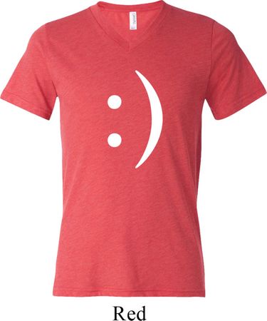 Mens Funny Shirt Smiley Chat Face Tri Blend V-neck Tee T-Shirt