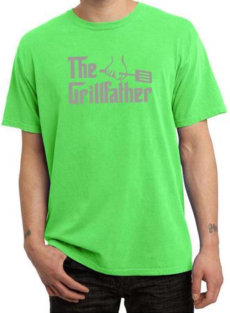 Mens Funny Shirt The Grill Father Pigment Dyed Tee T-Shirt