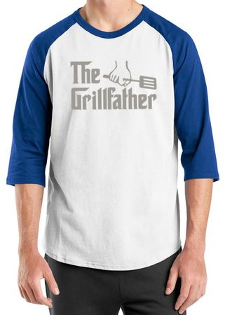 Mens Funny Shirt The Grill Father Raglan Tee T-Shirt