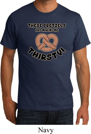 Mens Funny Shirt Thirsty Pretzels Organic Tee T-Shirt