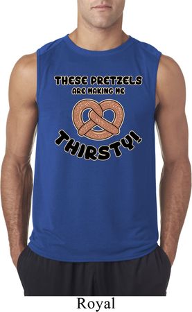 Mens Funny Shirt Thirsty Pretzels Sleeveless Tee T-Shirt