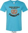 Mens Funny Shirt Thirsty Pretzels Tri Blend V-neck Tee T-Shirt