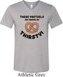 Mens Funny Shirt Thirsty Pretzels Tri Blend V-neck Tee T-Shirt