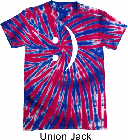 Mens Funny Smiley Chat Face Union Jack Patriotic Tie Dye Tee T-shirt