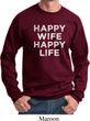 Mens Funny Sweatshirt Happy Wife Happy Life Sweat Shirt
