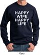 Mens Funny Sweatshirt Happy Wife Happy Life Sweat Shirt