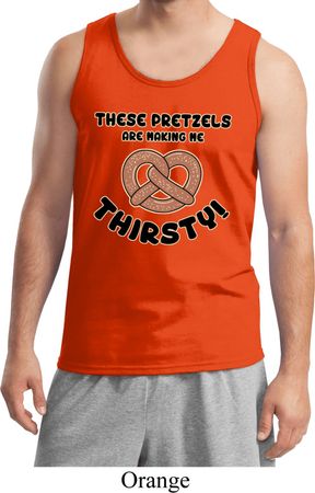 Mens Funny Tanktop Thirsty Pretzels Tank Top