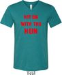 Mens Funny Tee Hit em with the Hein Tri Blend V-neck
