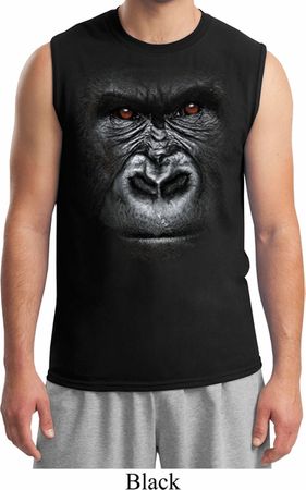 Mens Gorilla Shirt Big Gorilla Face Muscle Tee T-Shirt