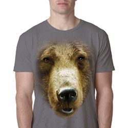 Mens Grizzly Bear Shirt Big Grizzly Bear Face Burnout T-Shirt Mens Grizzly Bear Shirt Big Grizzly Bear Face Burnout T-Shirt