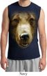 Mens Grizzly Bear Shirt Big Grizzly Bear Face Muscle Tee T-Shirt