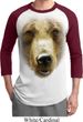 Mens Grizzly Bear Shirt Big Grizzly Bear Face Raglan Tee T-Shirt