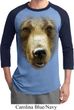 Mens Grizzly Bear Shirt Big Grizzly Bear Face Raglan Tee T-Shirt