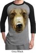 Mens Grizzly Bear Shirt Big Grizzly Bear Face Raglan Tee T-Shirt