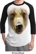 Mens Grizzly Bear Shirt Big Grizzly Bear Face Raglan Tee T-Shirt