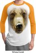 Mens Grizzly Bear Shirt Big Grizzly Bear Face Raglan Tee T-Shirt