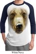 Mens Grizzly Bear Shirt Big Grizzly Bear Face Raglan Tee T-Shirt
