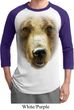 Mens Grizzly Bear Shirt Big Grizzly Bear Face Raglan Tee T-Shirt