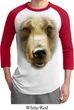 Mens Grizzly Bear Shirt Big Grizzly Bear Face Raglan Tee T-Shirt