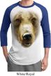 Mens Grizzly Bear Shirt Big Grizzly Bear Face Raglan Tee T-Shirt
