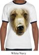 Mens Grizzly Bear Shirt Big Grizzly Bear Face Ringer Tee T-Shirt