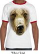 Mens Grizzly Bear Shirt Big Grizzly Bear Face Ringer Tee T-Shirt