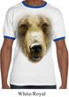 Mens Grizzly Bear Shirt Big Grizzly Bear Face Ringer Tee T-Shirt